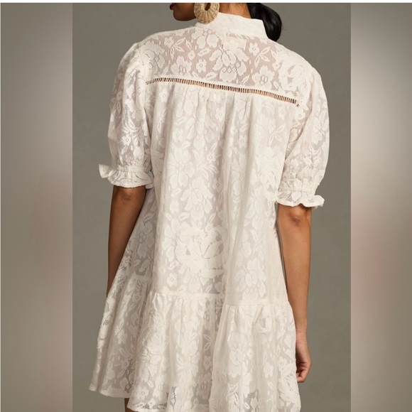 NWT ANTHROPOLOGIE PORRIDGE WHITE SHORT SLEEVE EYELET DRESS. SIZE M - Picture 13 of 16
